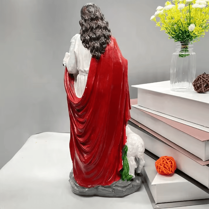 Christianartworkshop Skulptur „Heiliges Herz, guter Hirte mit Lamm“: Bringen Sie den Glauben in Ihr Zuhause