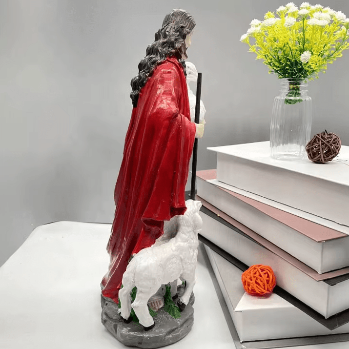 Christianartworkshop Skulptur „Heiliges Herz, guter Hirte mit Lamm“: Bringen Sie den Glauben in Ihr Zuhause