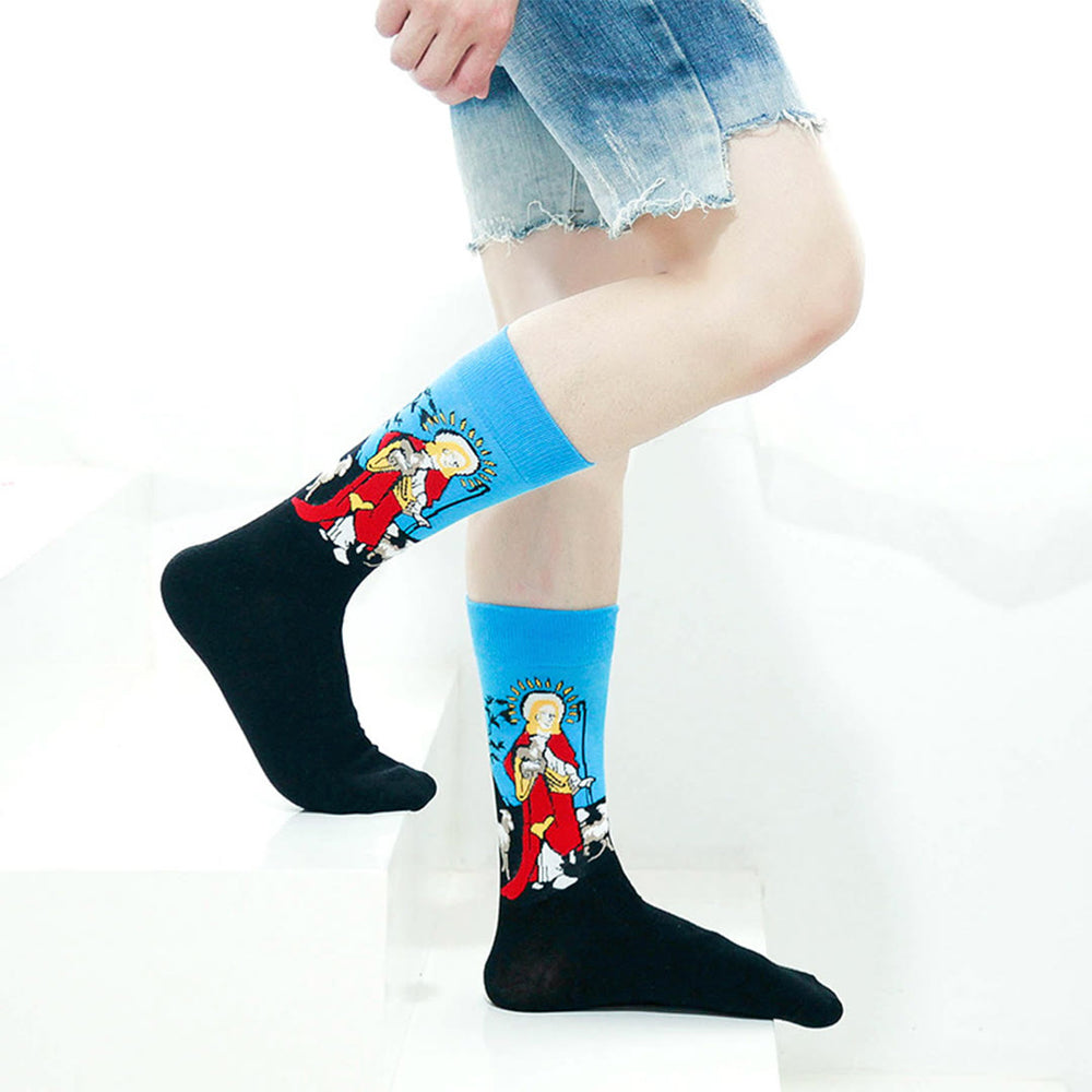 Christianartworkshop Spiritual Good Shepherd Gemusterte Crew-Socken für Unisex: Gehen Sie täglich in göttlicher Führung - image 1