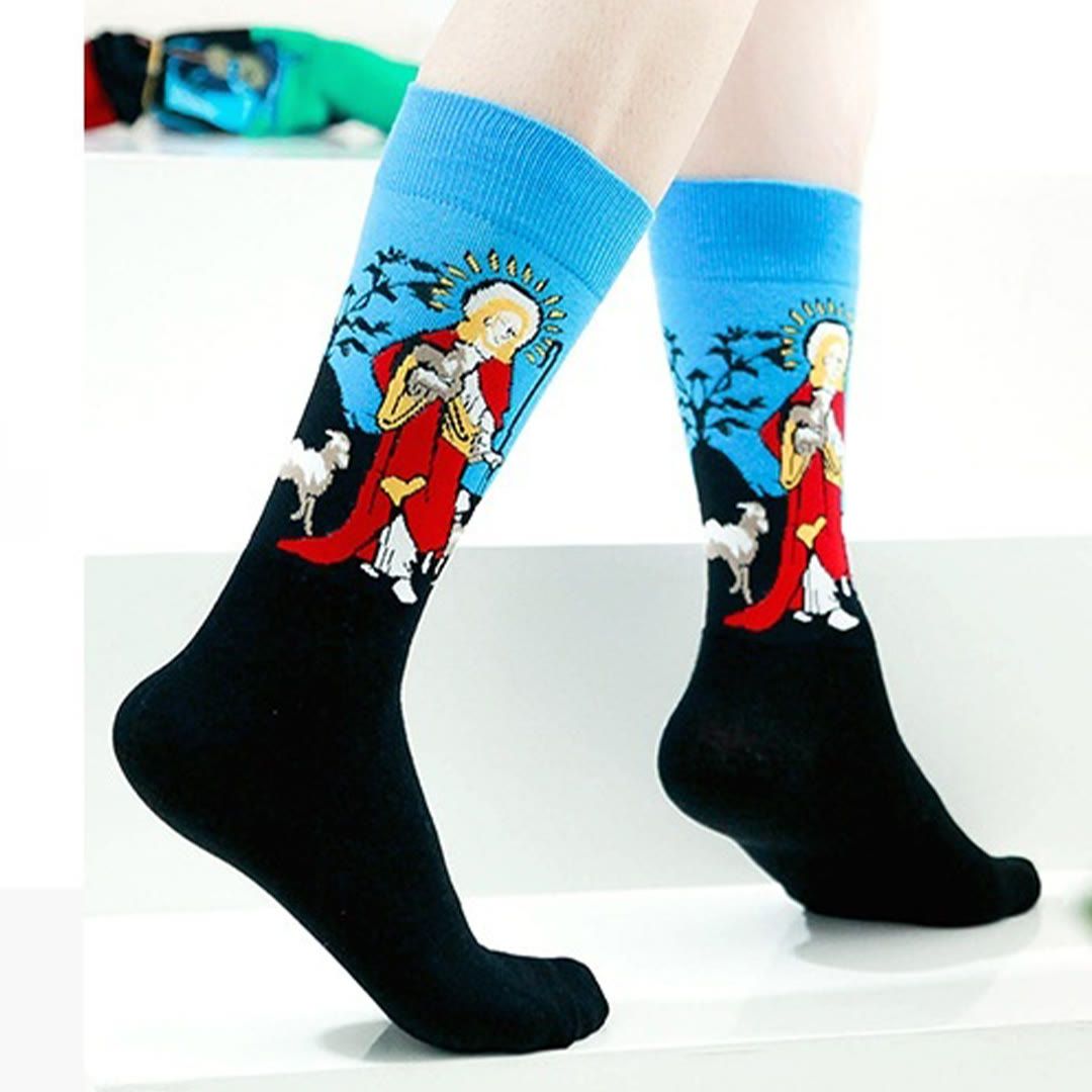 Christianartworkshop Spiritual Good Shepherd Gemusterte Crew-Socken für Unisex: Gehen Sie täglich in göttlicher Führung - Einheitsgröße (EU 36–46 / US 4–13) - 10 Paare - image 0