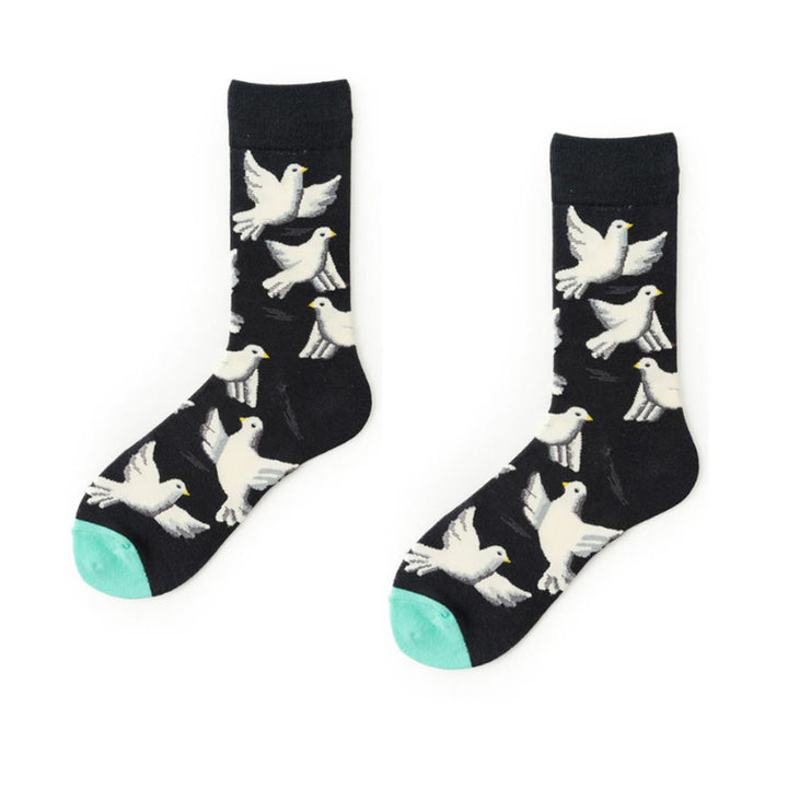 Christianartworkshop Schwarze Crew-Unisex-Socken mit weißen Tauben des Heiligen Geistes: Lass den Frieden mit jedem Schritt aufsteigen - image 4