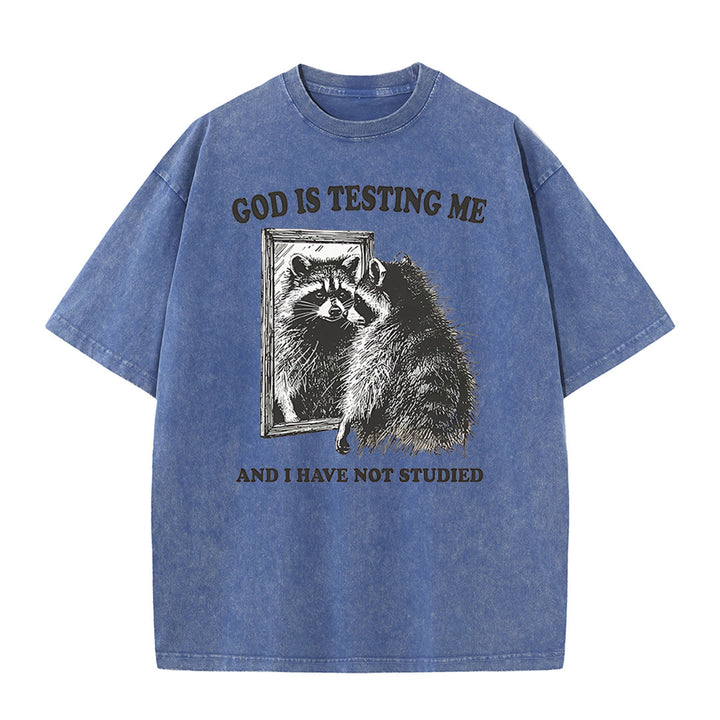 Christianartworkshop Gott prüft mich und ich habe nicht studiert Unisex gewaschenes T-Shirt