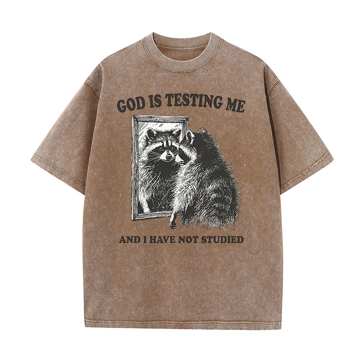 Christianartworkshop Gott prüft mich und ich habe nicht studiert Unisex gewaschenes T-Shirt