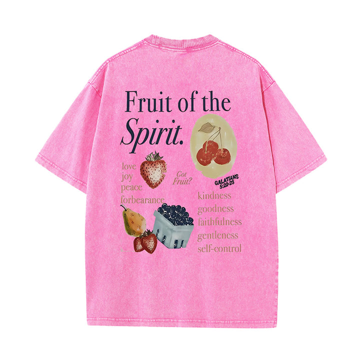 Christianartworkshop Fruit Of The Spirit Doppelseitiges, gewaschenes Unisex-T-Shirt - Rosa - 5XL - image 17