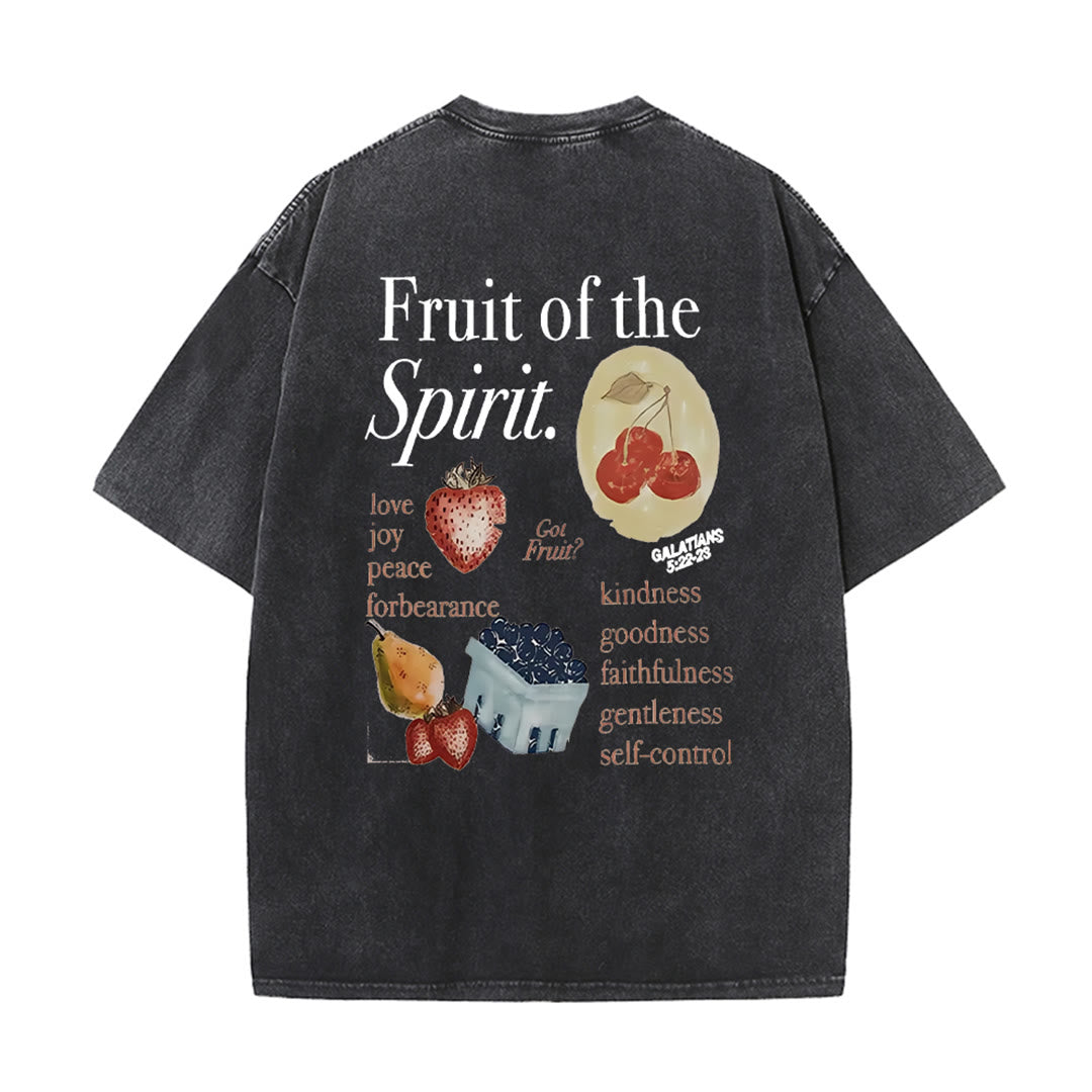 Christianartworkshop Fruit Of The Spirit Doppelseitiges, gewaschenes Unisex-T-Shirt