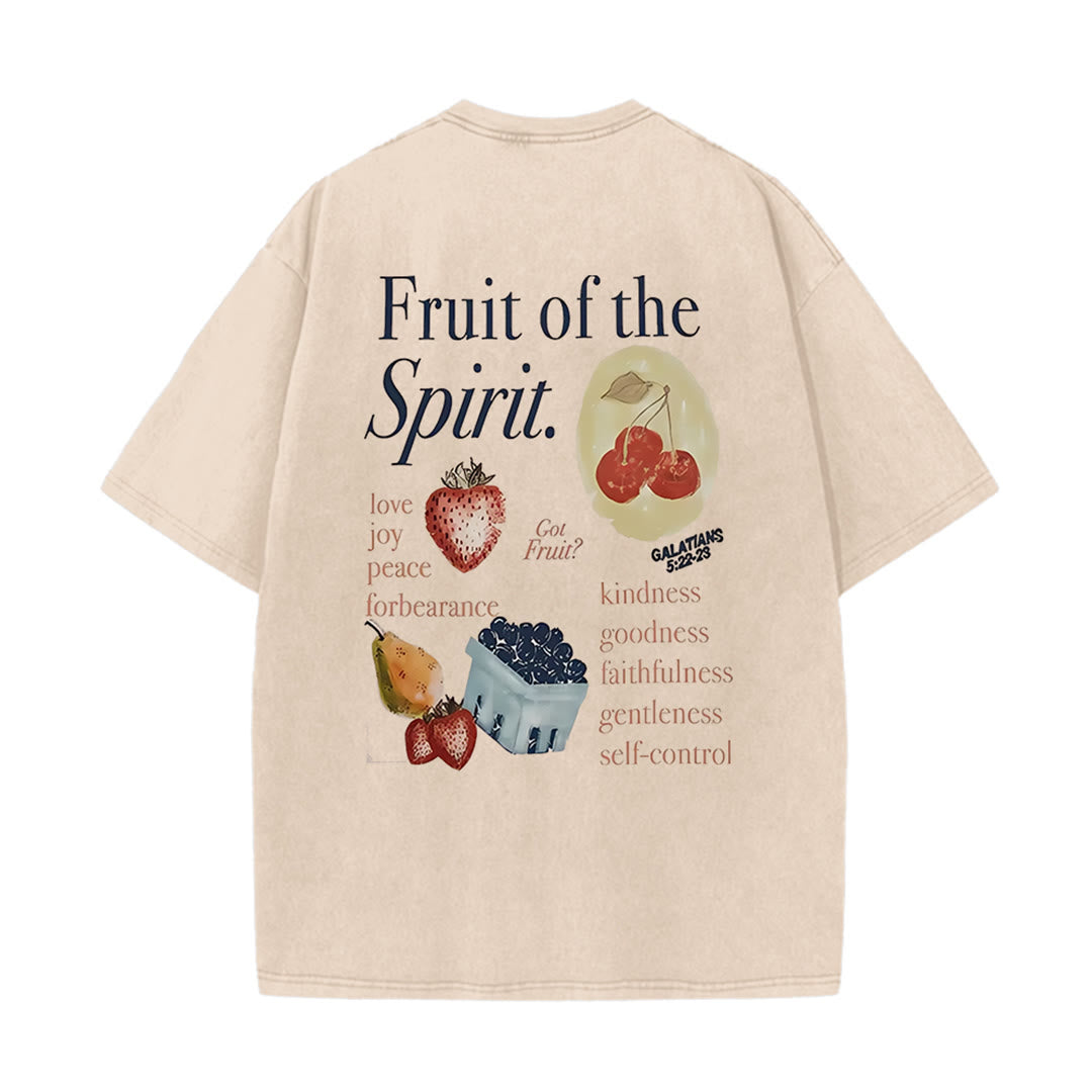 Christianartworkshop Fruit Of The Spirit Doppelseitiges, gewaschenes Unisex-T-Shirt - Aprikose - 5XL - image 3