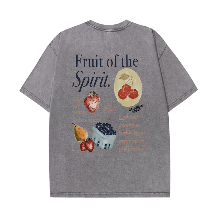 Christianartworkshop Fruit Of The Spirit Doppelseitiges, gewaschenes Unisex-T-Shirt - Grau - 5XL - image 7
