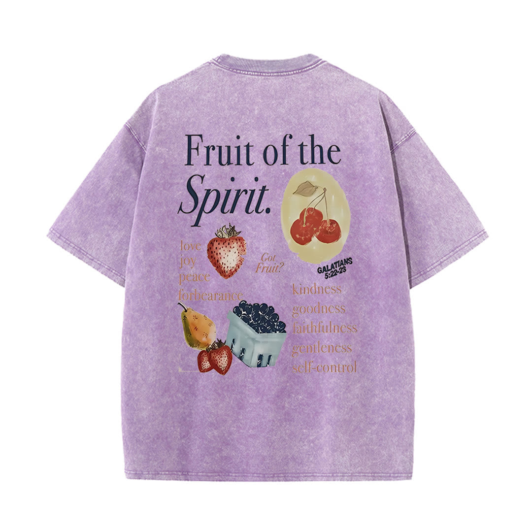 Christianartworkshop Fruit Of The Spirit Doppelseitiges, gewaschenes Unisex-T-Shirt - Lila - 5XL - image 11