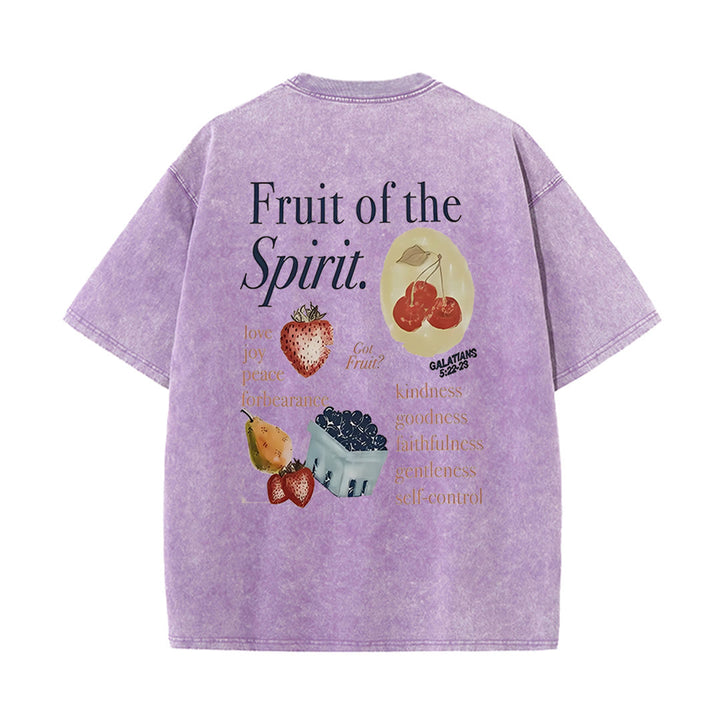 Christianartworkshop Fruit Of The Spirit Doppelseitiges, gewaschenes Unisex-T-Shirt - Lila - 5XL - image 11