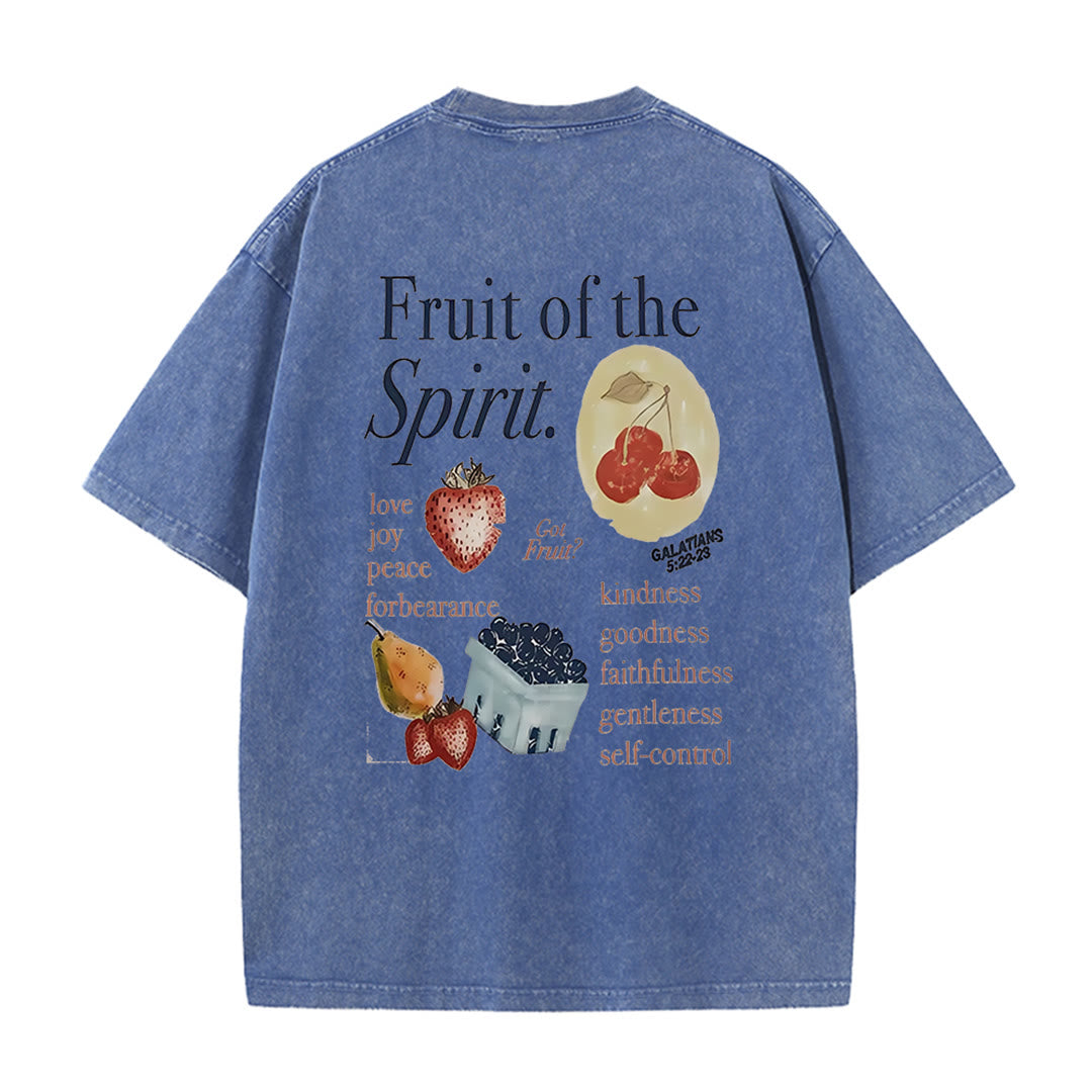 Christianartworkshop Fruit Of The Spirit Doppelseitiges, gewaschenes Unisex-T-Shirt - Blau - 5XL - image 9