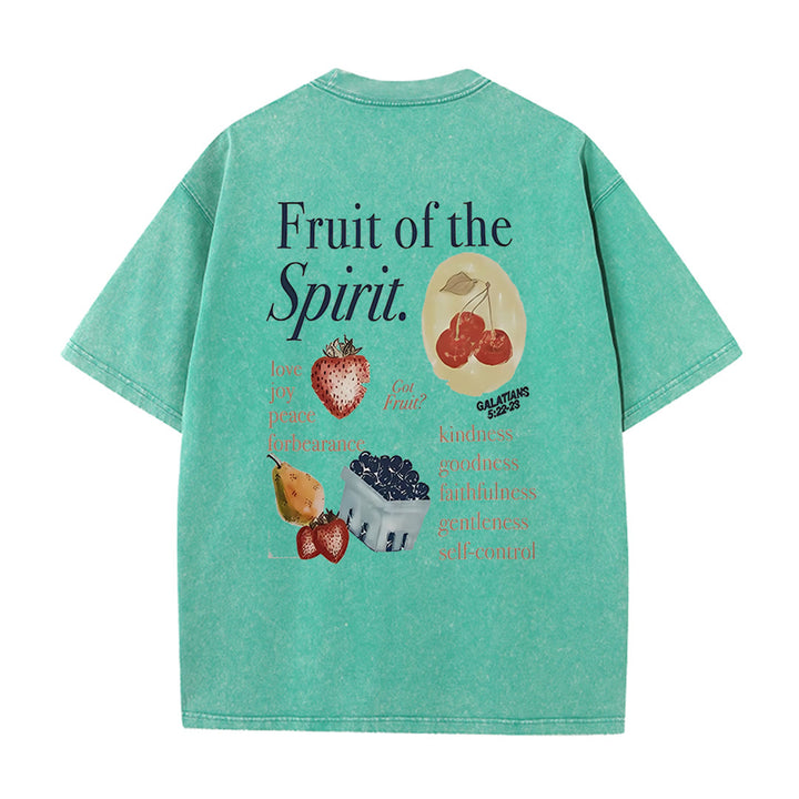 Christianartworkshop Fruit Of The Spirit Doppelseitiges, gewaschenes Unisex-T-Shirt - Grün - 5XL - image 13