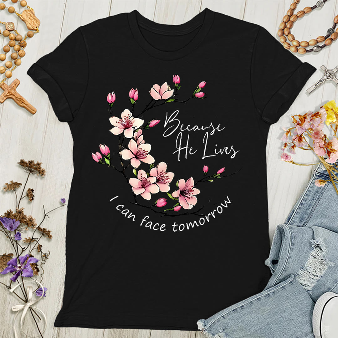 Christianartworkshop Damen T-Shirt mit Aufschrift "Weil Gott lebt, kann ich morgen ins Auge sehen"