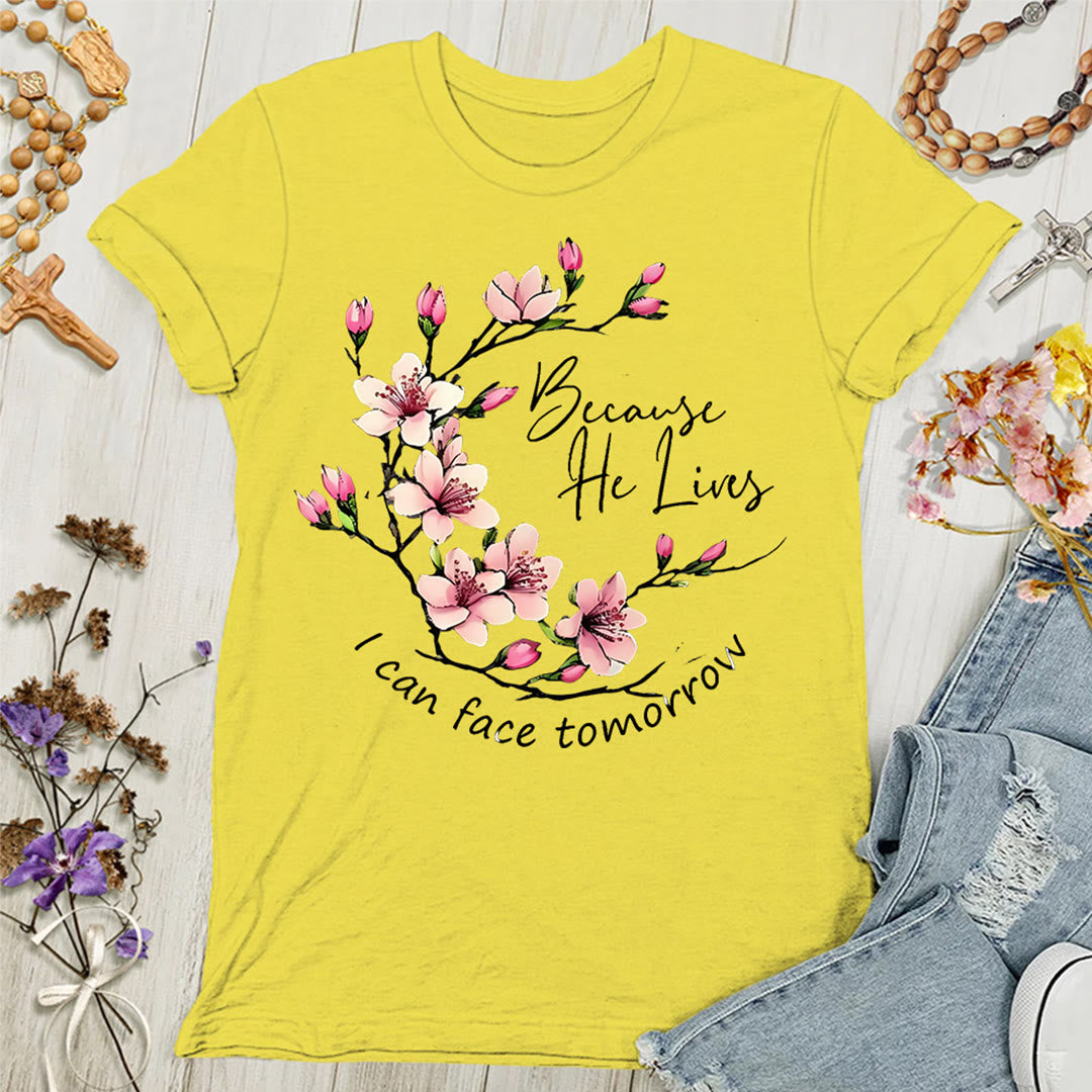 Christianartworkshop Damen T-Shirt mit Aufschrift "Weil Gott lebt, kann ich morgen ins Auge sehen"