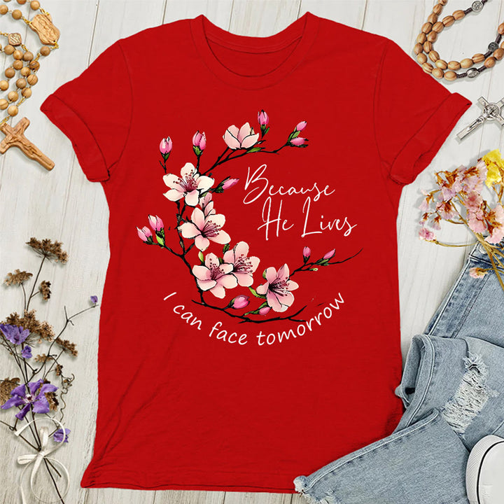 Christianartworkshop Damen T-Shirt mit Aufschrift "Weil Gott lebt, kann ich morgen ins Auge sehen"