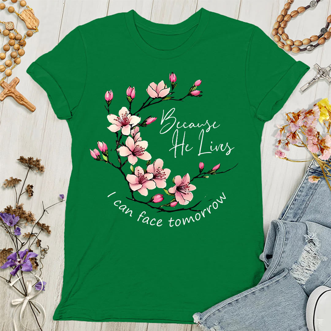 Christianartworkshop Damen T-Shirt mit Aufschrift "Weil Gott lebt, kann ich morgen ins Auge sehen"