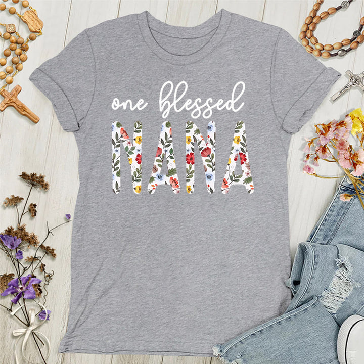 Christianartworkshop Damen T-Shirt mit Aufschrift „One Blessed Nana“