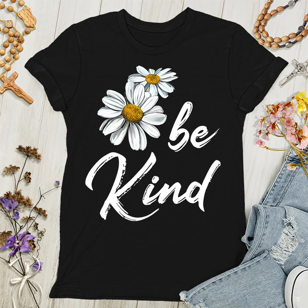 Christianartworkshop Be Kind Daisy Damen T-Shirt: Gottes Gnade mit Freundlichkeit teilen - Schwarz - 4XL - image 6