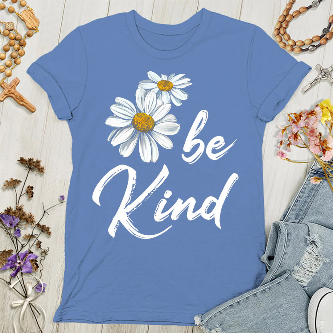 Christianartworkshop Be Kind Daisy Damen T-Shirt: Gottes Gnade mit Freundlichkeit teilen - Blau - 4XL - image 3