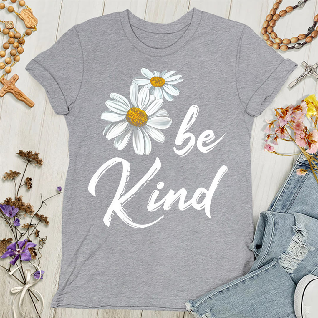 Christianartworkshop Be Kind Daisy Damen T-Shirt: Gottes Gnade mit Freundlichkeit teilen - Grau - 4XL - image 4
