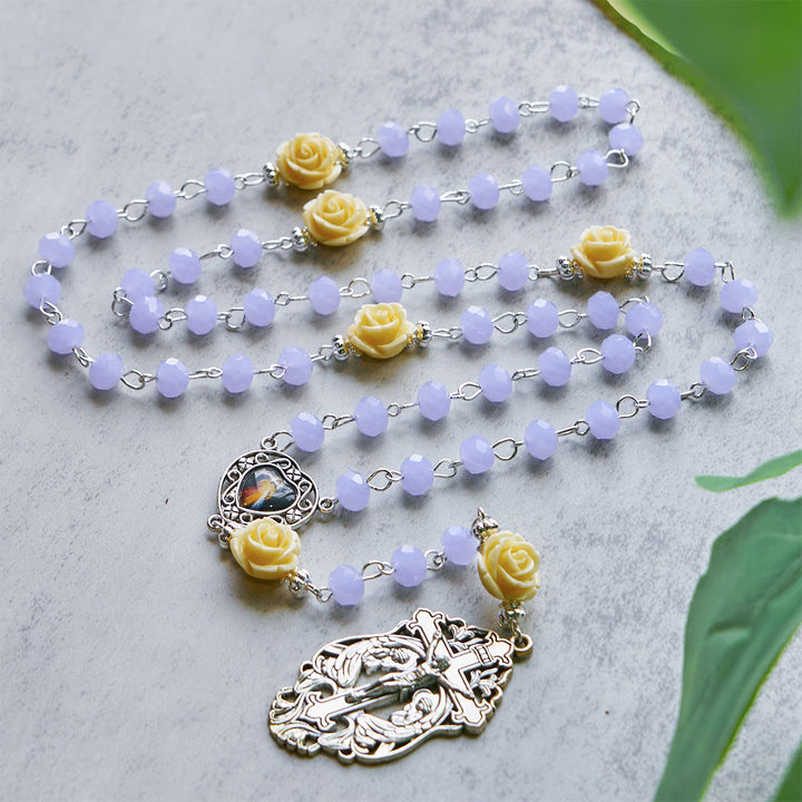 Christianartworkshop GEBETSVOLLER GLAUBE: Eleganter Rosenkranz mit Rosenperlen und Geschenkkarte - image 4