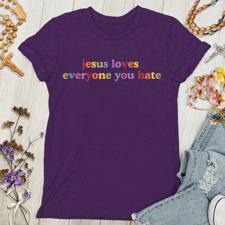 Christianartworkshop Damen T-Shirt mit Aufschrift „Jesus liebt jeden, den du hasst“ - Lila - 4XL - image 8