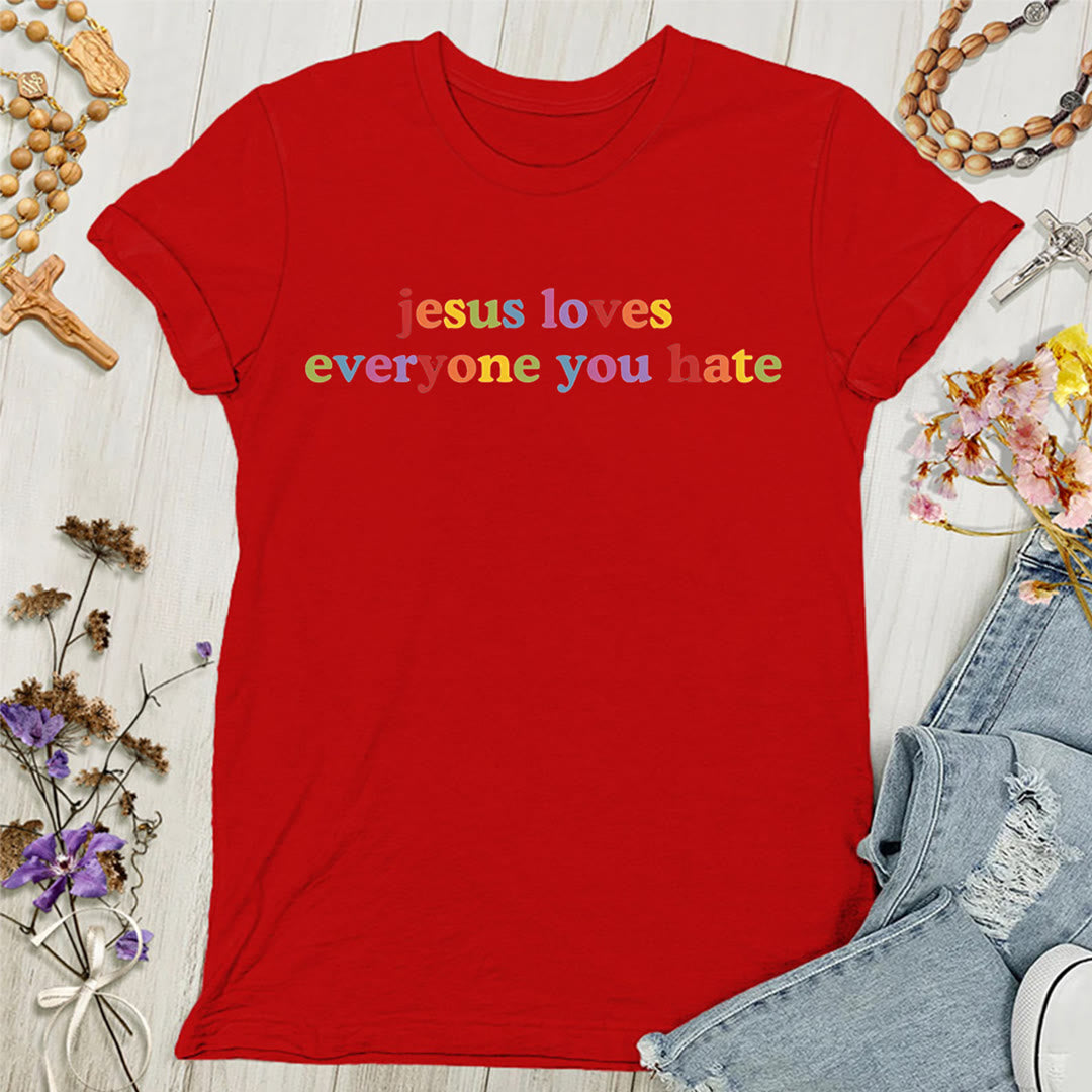 Christianartworkshop Damen T-Shirt mit Aufschrift „Jesus liebt jeden, den du hasst“ - Rot - 4XL - image 7