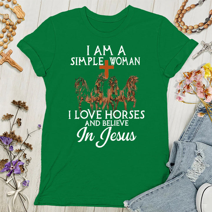 Christianartworkshop Damen T-Shirt mit Aufschrift "I Love Horses & Believe In Jesus" - Grün - 4XL - image 8