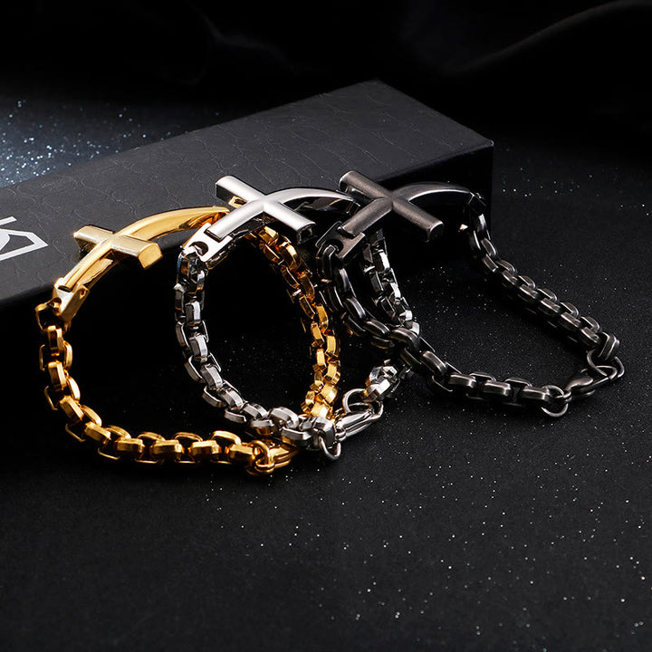 Christianartworkshop Mehrfarbiges minimalistisches Kreuzarmband mit glatten Linien und treuer Seele - image 3