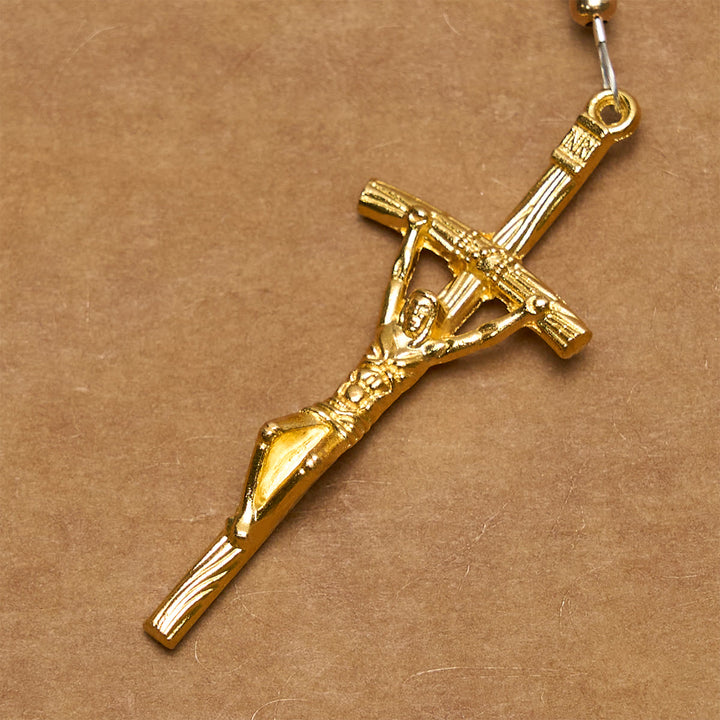 Christianartworkshop Rosenkranz aus mattem rosa Zebrajaspis und Perlen mit Wundertätiger Medaille und Kruzifix