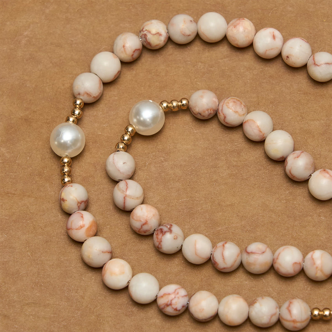 Christianartworkshop Rosenkranz aus mattem rosa Zebrajaspis und Perlen mit Wundertätiger Medaille und Kruzifix