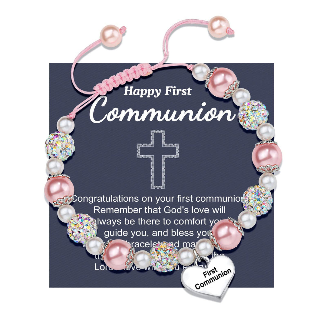 Christianartworkshop GEBETSVOLLER GLAUBE: Geschenkarmband zur Erstkommunion mit Kreuz und Segenskarte - ICH - image 9