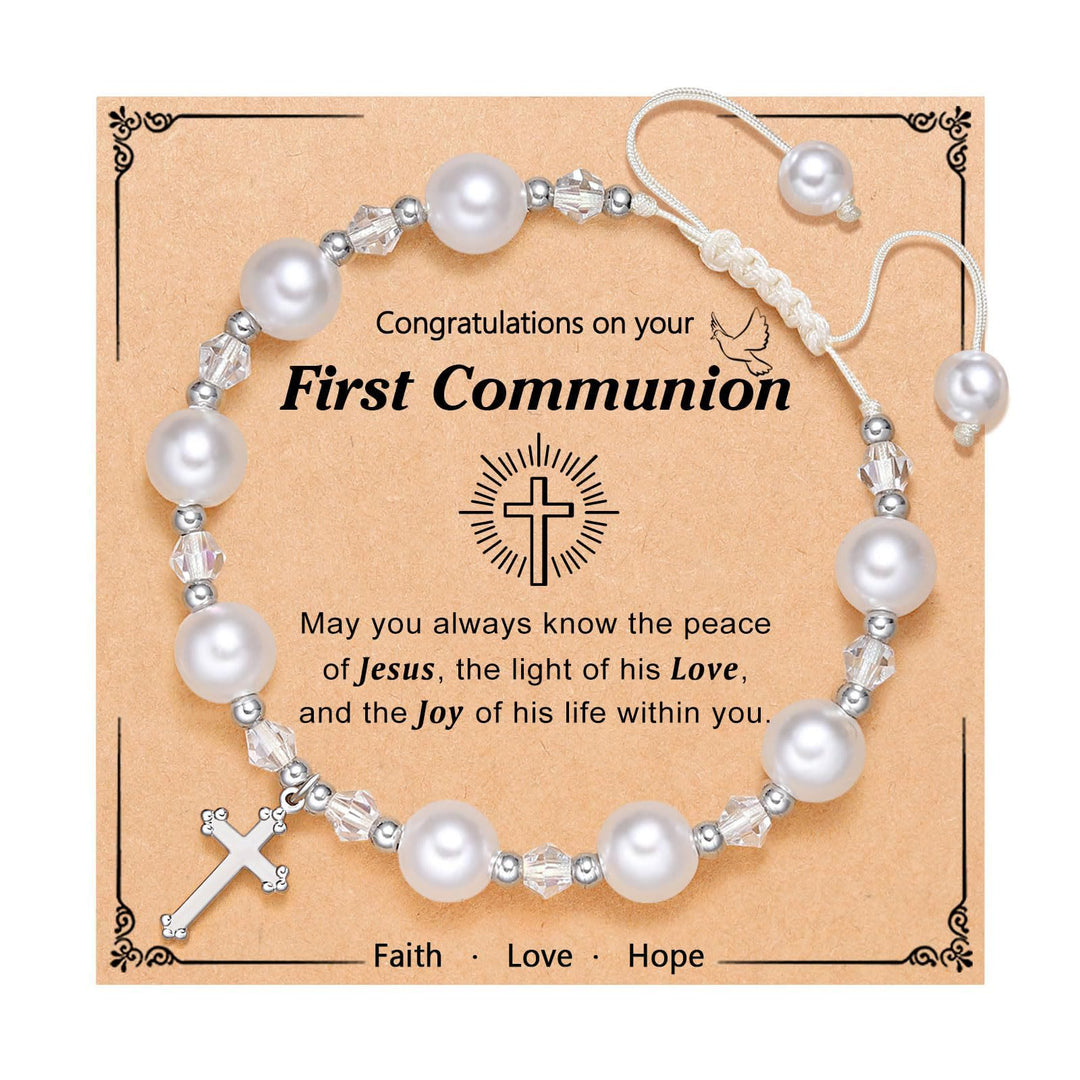 Christianartworkshop GEBETSVOLLER GLAUBE: Geschenkarmband zur Erstkommunion mit Kreuz und Segenskarte - F - image 6