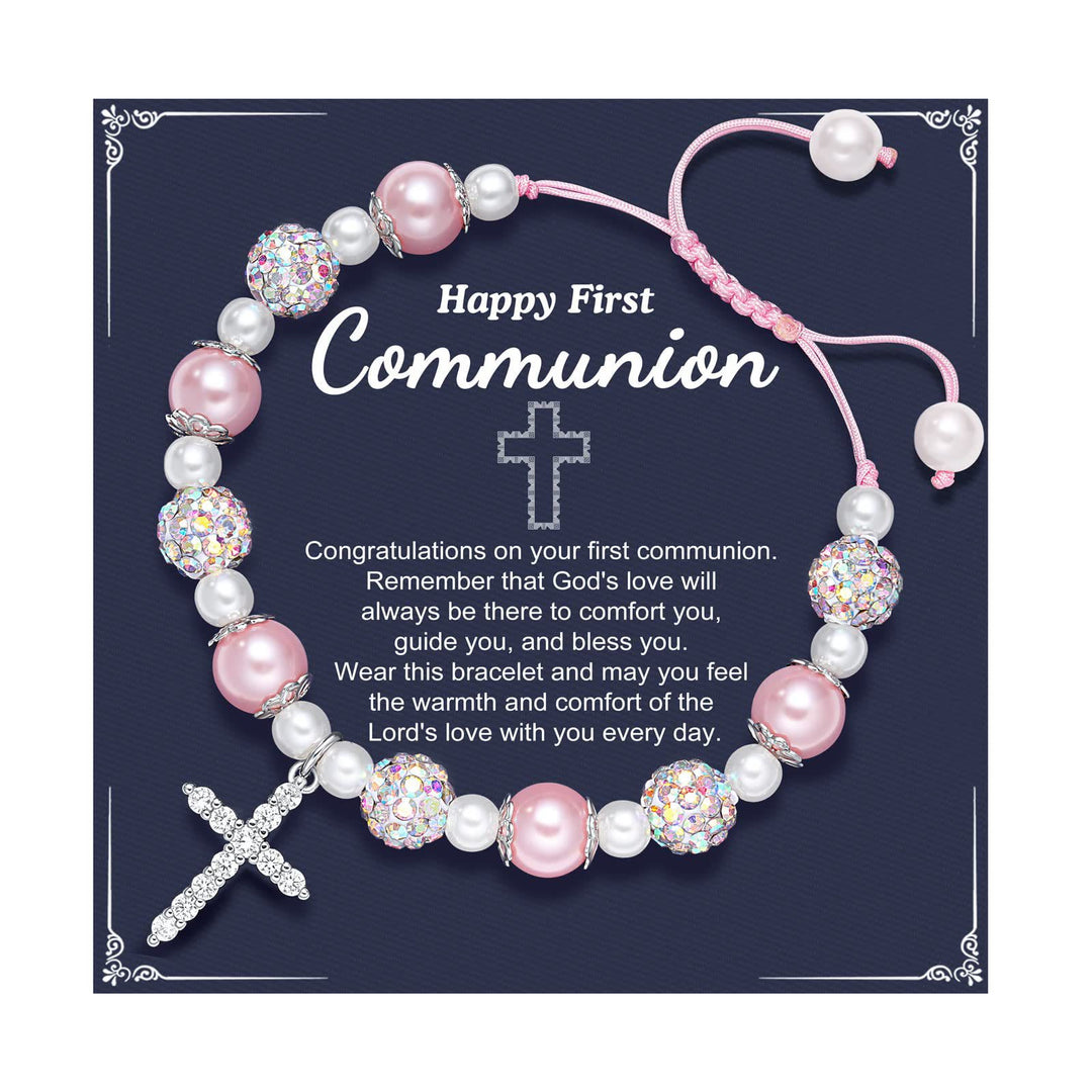 Christianartworkshop GEBETSVOLLER GLAUBE: Geschenkarmband zur Erstkommunion mit Kreuz und Segenskarte - H - image 8