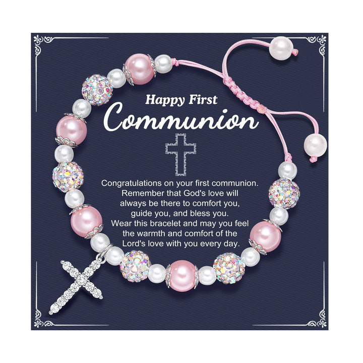 Christianartworkshop GEBETSVOLLER GLAUBE: Geschenkarmband zur Erstkommunion mit Kreuz und Segenskarte - H - image 8