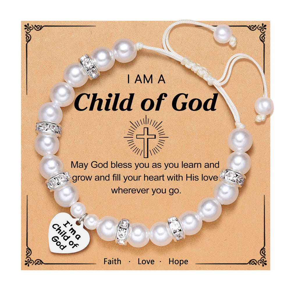 Christianartworkshop GEBETENER GLAUBE: Graviertes Armband „Kind Gottes“ mit Glaubenskarte für Frauen und Männer - Kind Gottes – Männer - image 1