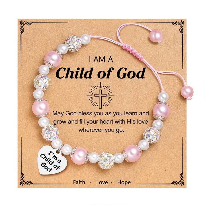 Christianartworkshop GEBETENER GLAUBE: Graviertes Armband „Kind Gottes“ mit Glaubenskarte für Frauen und Männer - Kind Gottes – Frauen - image 0