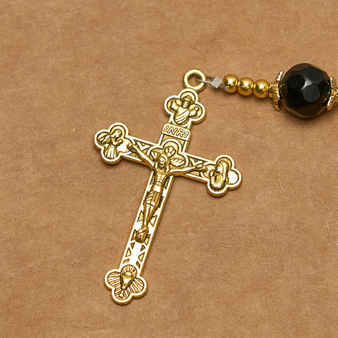 Christianartworkshop Glatter grüner Tigerauge-Rosenkranz mit Kruzifix und heiliger Wundermedaille - image 7