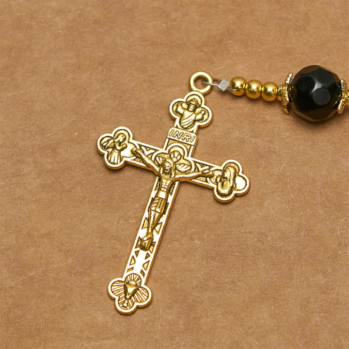 Christianartworkshop Glatter grüner Tigerauge-Rosenkranz mit Kruzifix und heiliger Wundermedaille - image 7
