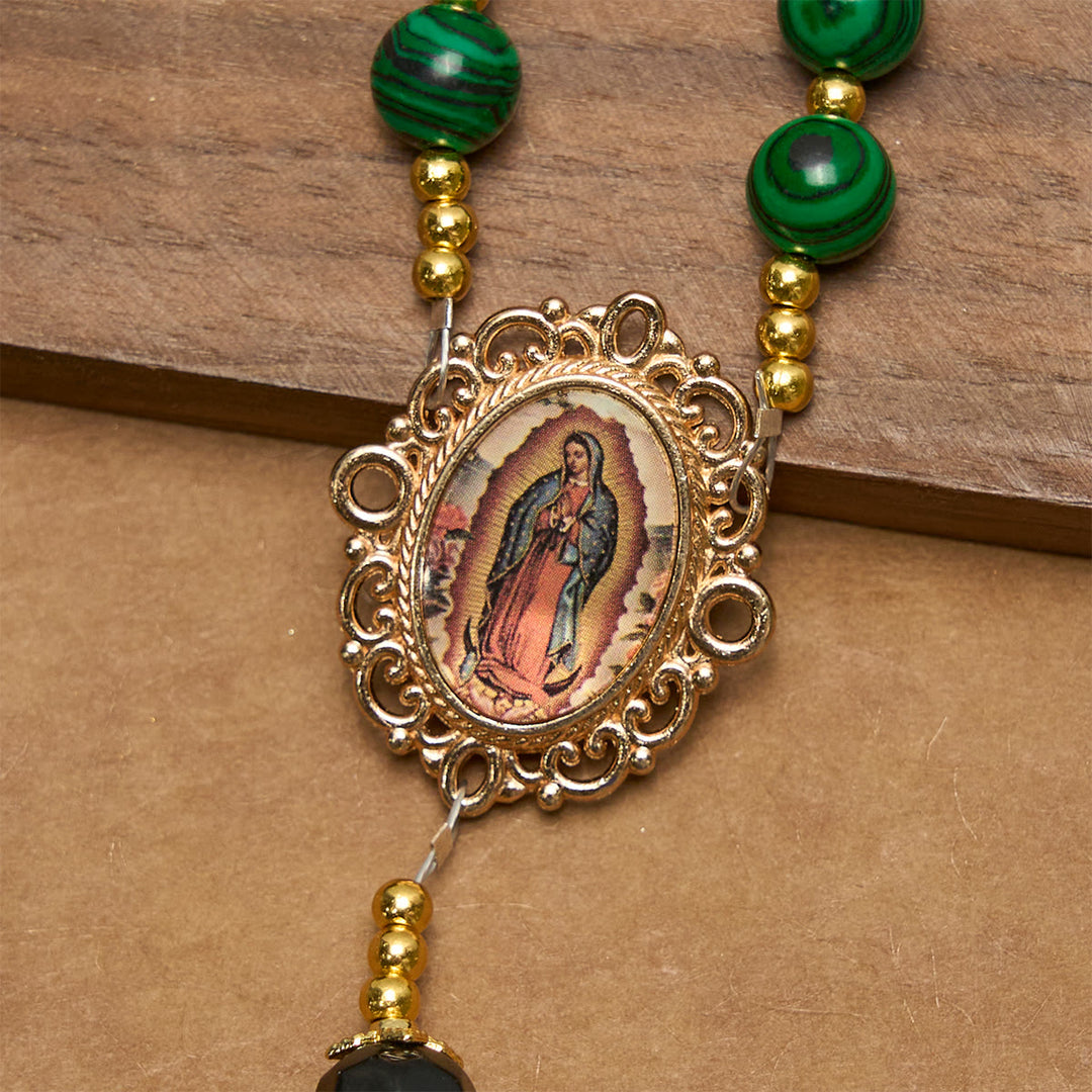 Christianartworkshop Jesus ist das Geschenk: Malachitgrüner Rosenkranz mit Wundertätiger Medaille - image 10