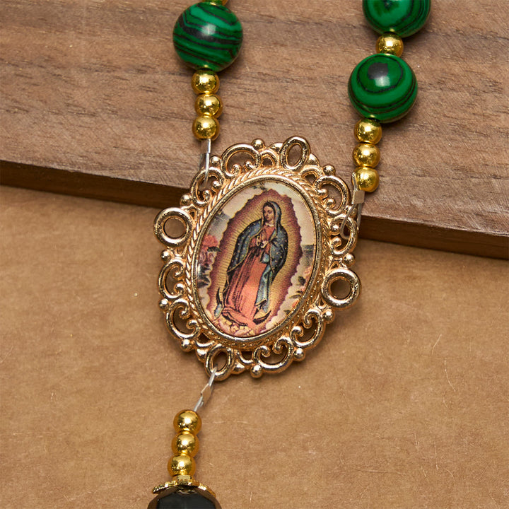 Christianartworkshop Jesus ist das Geschenk: Malachitgrüner Rosenkranz mit Wundertätiger Medaille - image 10