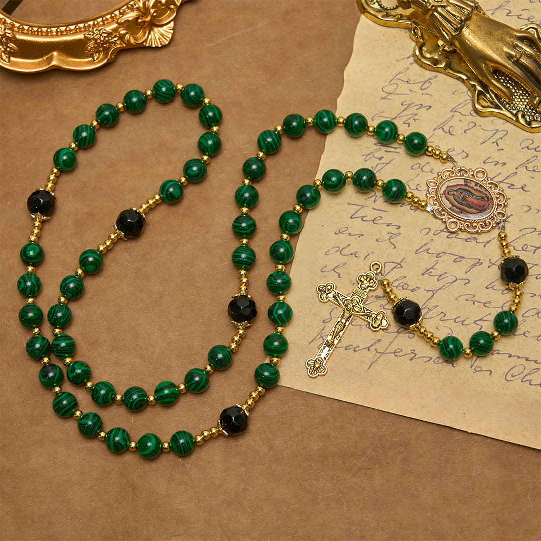 Christianartworkshop Jesus ist das Geschenk: Malachitgrüner Rosenkranz mit Wundertätiger Medaille - image 7