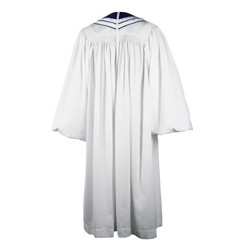 Christianartworkshop Weiße Kirchenrobe für Geistliche mit gestickten Kreuzen und blauem Paneel-Design - image 6
