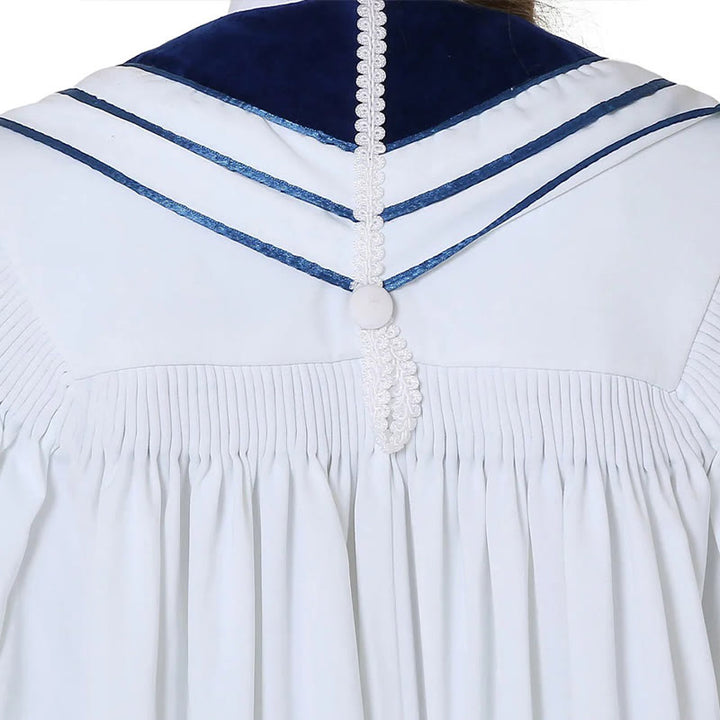 Christianartworkshop Weiße Kirchenrobe für Geistliche mit gestickten Kreuzen und blauem Paneel-Design - image 9