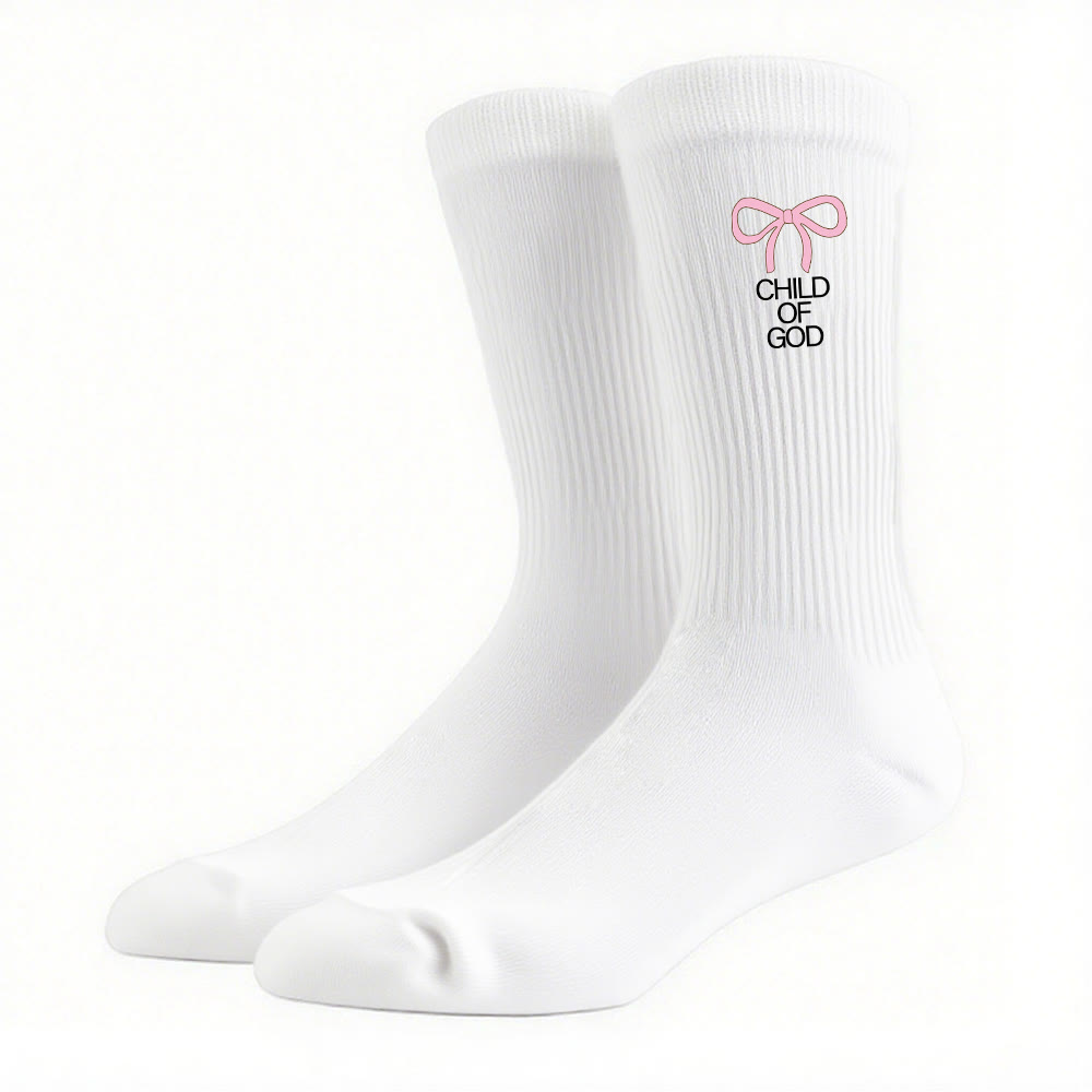 Christianartworkshop – Socken „Kind Gottes“ mit rosa Schleife: „Walk Gracefully in Faith“ - image 10