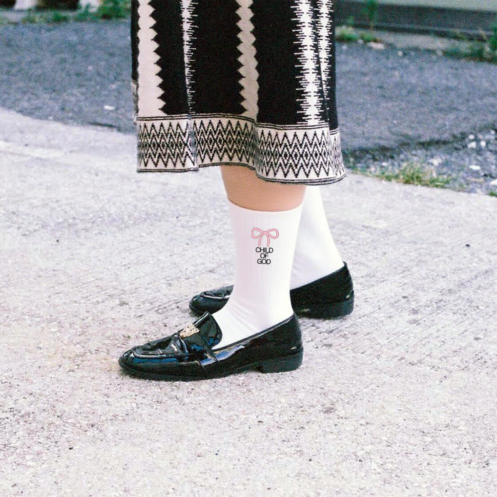 Christianartworkshop – Socken „Kind Gottes“ mit rosa Schleife: „Walk Gracefully in Faith“ - Weiß - Damen (EU 36–39/US 8,5–9) - image 9