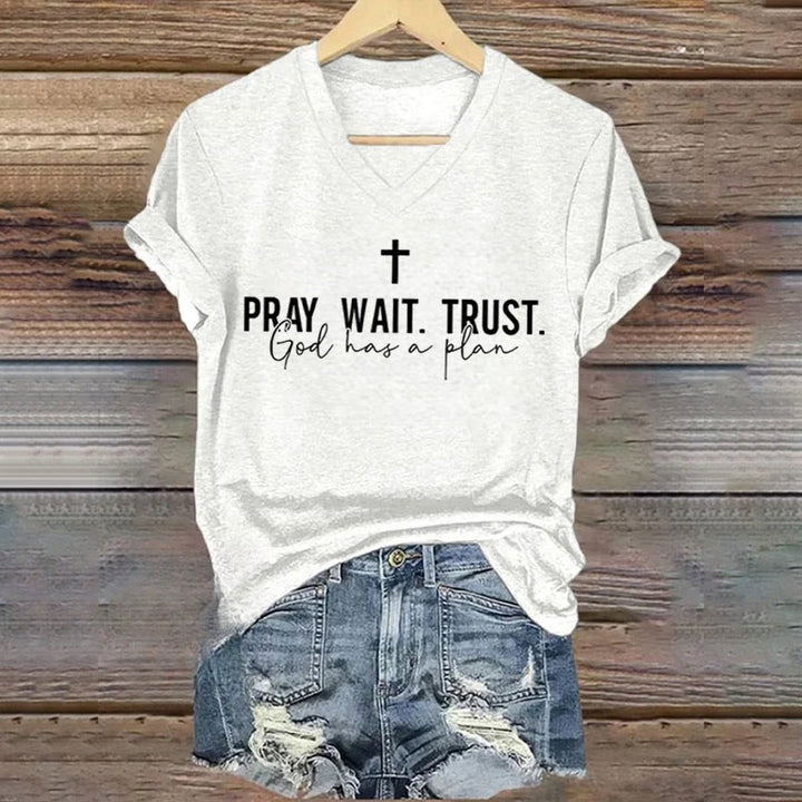 Christianartworkshop Damen T-Shirt mit V-Ausschnitt - Weiß - 4XL - image 6