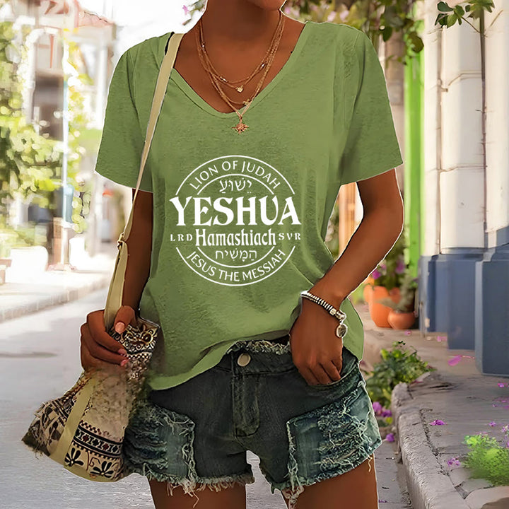 Christianartworkshop Damen-T-Shirt mit V-Ausschnitt und Löwe von Juda, Yeshua-Aufdruck - image 7