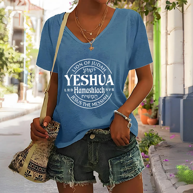 Christianartworkshop Damen-T-Shirt mit V-Ausschnitt und Löwe von Juda, Yeshua-Aufdruck - image 9