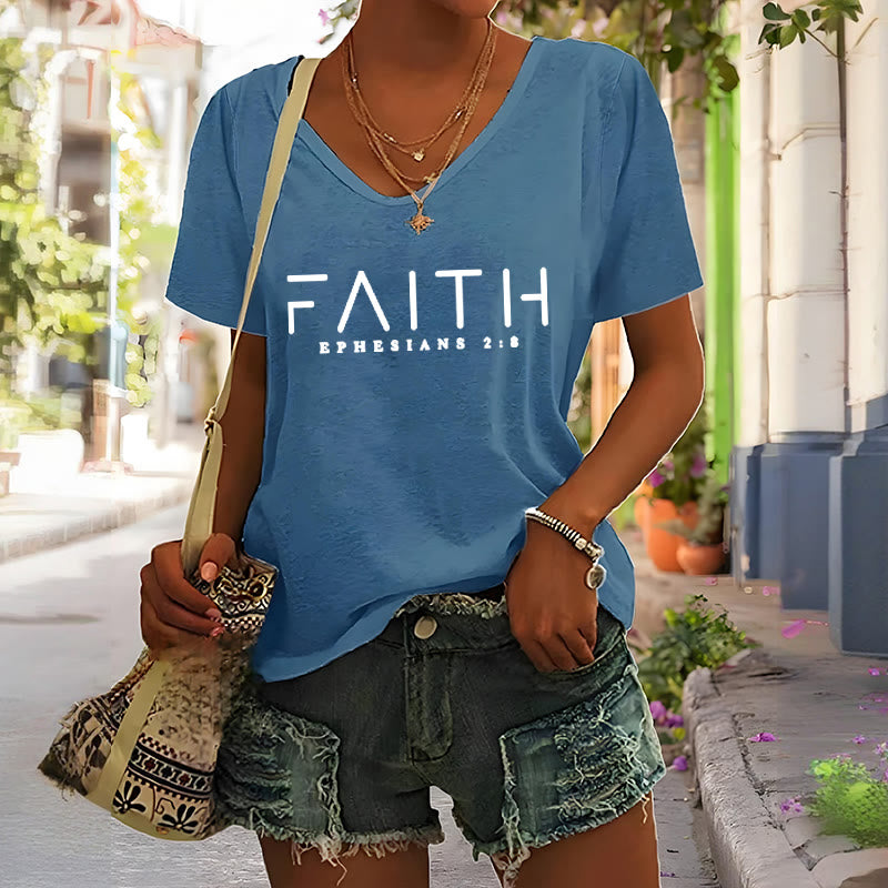 Christianartworkshop Damen-T-Shirt mit V-Ausschnitt und Glaubensaufdruck - image 9