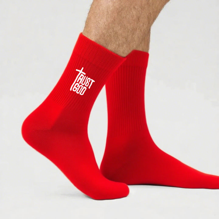 Christianartworkshop Trust God Cross-Design Faith Crew Socken: Gehen Sie mutig mit Christus - Rot - Herren (EU 40–44/US 7,5–11) - image 15